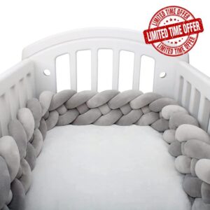 HYUKI 4 Strands Braided Crib Bumper