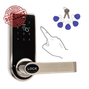 ETEKJOY Door Lock Smart Keyless Digital Electronic Touchscreen Keypad Lever Lockset Security Entry Door Code Lock with 5 RFID Card Tags Knob Handle Stainless Steel Left/Right-Free Handed