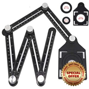 JTRHD Measuring Layout Tool Hole Locator Universal Hole Hole Punch Ruler Multifunctional Six Fold Ruler for Carpenter Engineer Craftsmen (Color : Black
