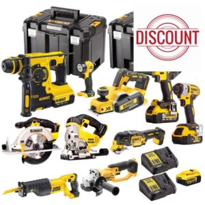 Dewalt 10 Pieces Power Tool 18V Li-ion Monster Kit with 4 x 5.0Ah Batteries & 2 x Chargers in 2 x Cases