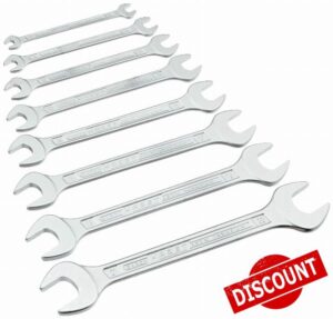 HAZET 450N/8RS Hexagon Profile Double Open-End Wrench Set - Chrome-Plated