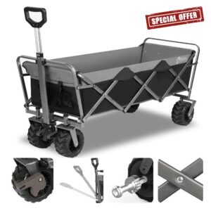 Sekey Folding Wagon with 264LBS Larger Capacity,Heavy Duty Festival Trolley on Big All-terrain Wheels with Brake
