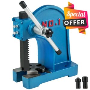 BestEquip Arbor Press 1 Ton Manual Desktop Arbor Press 4-5/8 Inch Maximum Height Heavy Duty Arbor Press Cast Iron Material for Riveting Punching Holes