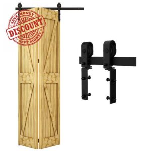 QINAIXQM 5FT/150CM Sliding Door Track Folding Door Hardware Kit Closet Rail Roller Accessory Applicable to 120-130cm Door Opening