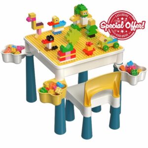 burgkidz Kids Building Blocks Table and Chair Set