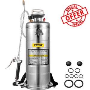 BuoQua 12L Stainless Steel Sprayer 3.5Gallon Steel Hand-Pump Sprayer with 3.3-inch Reinforced Hose Pressure Garden Sprayer for Home Gardening and Ground Cleaning(12L)