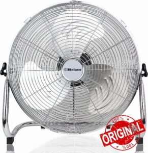 Metal floor fan 18" High velocity chrome gym free stand fan cooling fan industrial fan 3 speed desk fan table fan sturdy housing high airflow powerful (18Inch)