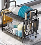 COVAODQ two tier dish drainer，Stainless Steel dish drainer ，2 tier dish drainer Draining Board wi...