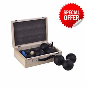 LAGUIOLE - Black Edition Set of 6 Petanque Balls - Pig - Magnetic Ball Collector - Garden Game - 2 Players - Metal - Black