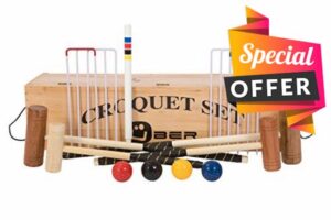 Family Croquet Set with Wooden Box - Contains 4 different sizes of croquet mallets