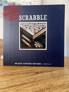 Monopoly Scrabble Deluxe Vintage Wood Game Set with Lazy Susa