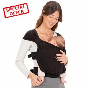 Boba Bliss Hybrid Baby Carrier Newborn to Toddler - 2-in-1 Baby Wrap & Baby Carrier - No-Tie Baby Sling - Certified Hip-Healthy Baby Wraps Carrier - Soft & Stretchy Baby Sling - 7-35 lbs (Black)