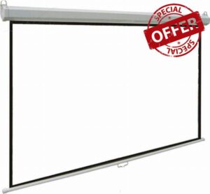 Wall Mount 84 Inch 16:9 Matte White Manual Self-locking Projector Screen Pull Down for Cinema Office