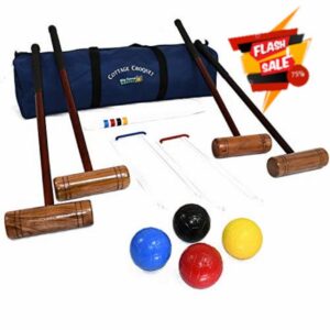 Big Game Hunters Cottage Croquet Set - Adult Croquet Set with Full Size Composite Balls in a Storage Bag (4 Player Set)