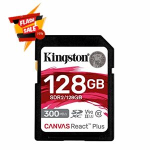 Kingston Canvas React Plus 128GB SDXC Memory Card UHS-II 300R/260W U3 V90 for Full HD/4K/8K - SDR2/128GB