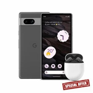 Google Pixel 7a and charger – Unlocked Android 5G smartphone with wide-angle lens and 24-hour battery – Charcoal + Pixel Buds A-Series – Wireless earbuds – Charcoal
