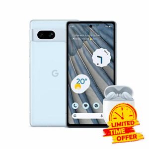 Google Pixel 7a and charger – Unlocked Android 5G smartphone with wide-angle lens and 24-hour battery – Sea + Pixel Buds A-Series – Wireless earbuds – Sea