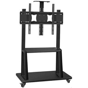 Black Television Stand Unit on Wheels Castors Up to 175KG Tilting Height Adjustable