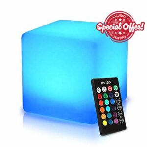 Mr.Go 16-inch Rechargeable LED Light Cube Stool Waterproof Cube Seat with Remote