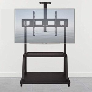 Black Pedestal TV Floor Stand on Wheels Castors Up to 240KG Tilting Height Adjustable