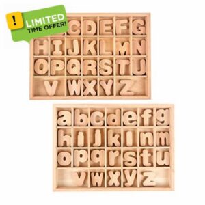 Sharplace Wooden Alphabet Letter Blocks Early Learning Preschool Montessori Toys with Sorting Box Building Stacking Blocks for Boys Girls Toddlers