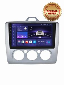 hizpo Android Car Stereo Bluetooth Handsfree Compatible with Ford Focus Exi MT 2 3 Mk2/Mk3 2004-2011 HD Touch Screen Supports Apple Carplay/Android Auto Car Stereo Radio 3G+32G-Silve