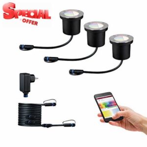 Paulmann 94275 Plug & Shine LED Outdoor Light Zigbee Recessed Floor Light RGBW Starter Set incl. 3x3.7 Watt Dimmable IP65 Silver Metal 3000 K            [Energy Class F]