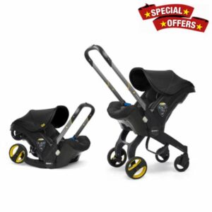 Doona+ Baby Car Seat & Travel Stroller Nitro Black - Convertible 0+ Car Seat and Pram with 5 Point Safety Harness - Ergonomic Pushchair and Travel System - ISOFIX Base Sold Separately