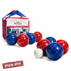 Franklin Sports Bocce Ball Set — 8 All Weather Bocce Balls and 1 Pallino — Beach