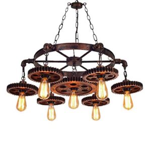 Retro Industrial Solid Wood Chandelier