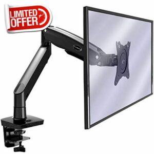 Invision Monitor Arm Bracket for 22”-35” Screens VESA 75mm & 100mm – Ergonomic Height Adjustable Gas Spring Full Motion Long Arm Desktop Clamp Mount Tilts Swivels & Extends Weight 3kg to 12kg (MX450)