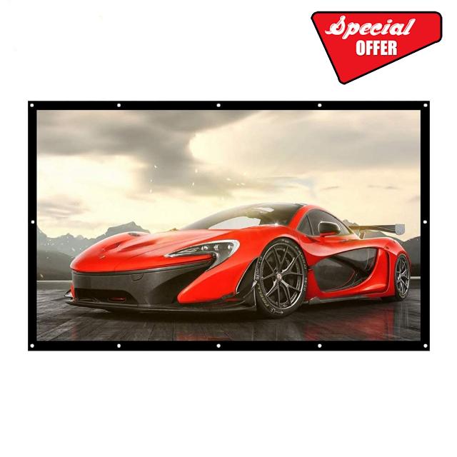 Portable 100 120 150 Inch Projection Screen 3D HD Wall Mounted Projector Screen Canvas 16:9 White Screen Home Theater Film (Size : 120 inch) (100 inch)