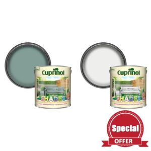 Cuprinol 5092567 Garden Shades - Seagrass (2.5L) & 5159077 Garden Shades - White Daisy (2.5L)