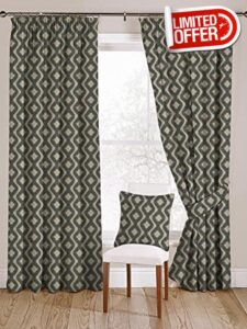 McAlister Textiles Arizona Curtains 2 Panels | Duck Egg Blue Aztec Geometric Design Made to Order Curtains & Drapes | Cotton Eyelet Blackout Lined Width 228cm (90”) x 228cm (90")