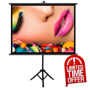 Projector Screen Collapsible Movies Screen with Stand - 4:3 HD Anti-Crease Outdoor Indoor for Home Theater Cinema HD Screen (Color : Black