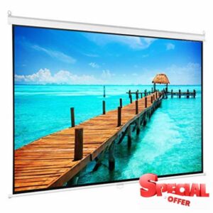 AFGQY 60-84 Inch 16:9 Manual Pull Down Projector Screen Self Locking Matte White Fabric Fiber Glass Movie Screen for Home Theater (Size : 60 inch)
