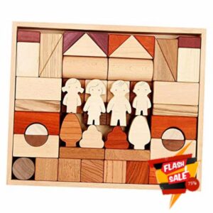 harayaa Wooden Building Blocks Set Shape Sorting Stacking Toys for Toddler Boys