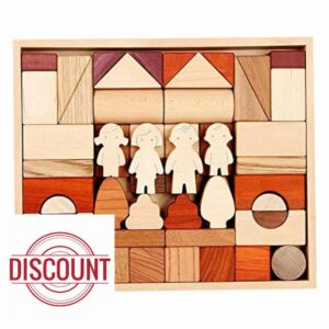 Oshhni Wooden Building Blocks Set Stacking Blocks Game Toy Wood Block Stacking Toys Shape Sorting Stacking Toy for Toddlers Girls