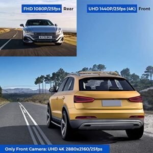 Dual Dashcam 2K+1080P Dashboard Camera with GPS WiFi SD Card