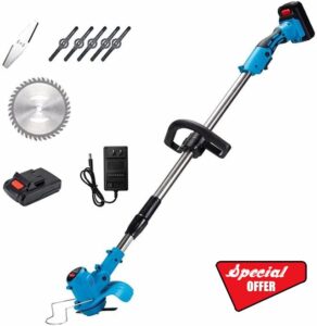 Electric Cordless Lawn Mower Grass Cutter protable Trimmer Weeder Garden Pruning Tool with Battery Charger British Standard Charger 1×21V