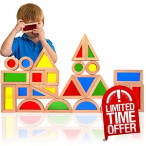 DomiDoni Montessori Toys for 18+ Months Old - Toddlers Wooden Sorting and Stacking Toys for Baby Boys and Girls - Shape Sorter and Rainbow Color Stacker Building Blocks Preschool Kids Wood Gifts