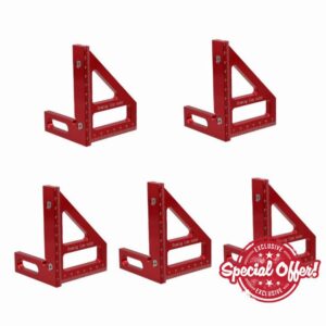 DOITOOL 5pcs 45 90 Red Gauge Alloy Tool Metric Miter Engineer/Multifunction Woodworking Protractor Square Measuring Layout Triangle Carpenter for Angle Ruler Degree Scribe