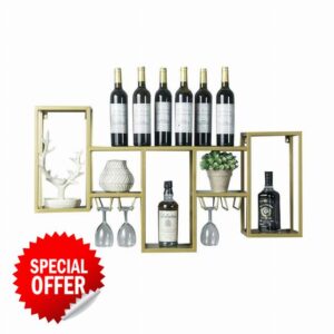 Flower Stand JJ Kitchen Storage Organisation Wine Rack Wine Glass Holder Wall Holder Made of Metal | Wall Shelf Storage Rack Wall-Mount | Wine Bottle Holder | Wine Cabinet Loft Vi