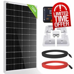 ECO-WORTHY 120W 12V Solar Panel Kit 0.5kWh/day for Motorhome Caravan RV: 120W Monocrystalline Solar Panel + 30A 12V/24V Charger Controller + RV Mounting Brackets + Extension Cables