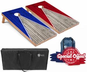 Tailgating Pros Pyramid Cornhole Board Set w/Bean Bags and Carrying Case - 4'x2' Regulation Corn Hole Toss Game - Optional LED Lights