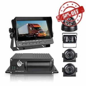 MDVR Kit 4 Channel 1080P 512GB Mobile DVR Vehicle Car Video Recorder G-Sensor with Night Vision Waterproof Front Side Rear View Camera 7 inch VGA Monitor for Truck School Bus RVS Motorhome