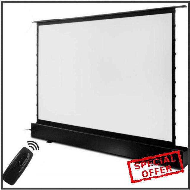 16:9 HDTV Motorized Electric Floor Rising Front Projection Screen Motorised Floor Stand Screens with Cinema White (Size : 100 inch) (133 inch)
