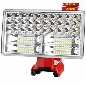YEX-BUR LED Work Light for Milwaukee 18V Li-Ion Battery 30W 3300LM Bright Handheld Flashlight Outdoor Jobsite Light Spotlight Floodlight with USB-A Port 90 Degree Pivoting Zinc Alloy Head Tool Light            [Energy Class A+++]