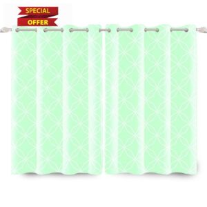 YONGFOTO 117x229cm Geometric Blackout Window Curtains Polygon Outline Drapes for Bedroom Decoration Modern Home Mint Green Window Curtain for Living Room