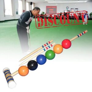 BIWABrave 1Set Outdoor Game Dollhouse Camping Garden Miniature Wooden Croquet Game Set Children Kids 6 Players Boost Relationship Lawn Games